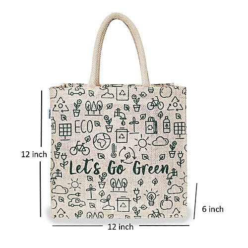 Buy Earthbags Lunch Bag/Gift Bag Jute, Brown, Printed, With Padded Handles Online at Best