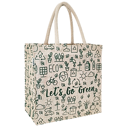 Buy Earthbags Lunch Bag/Gift Bag Jute, Brown, Printed, With Padded