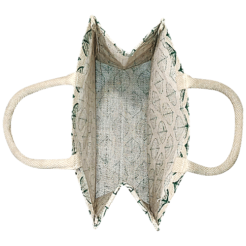 Buy Earthbags Lunch Bag/Gift Bag Jute, Black Leaf Printed, With Padded Handles Online at Best