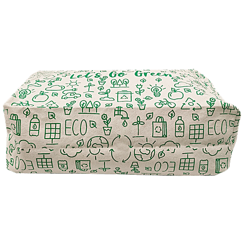 Earthbags Cotton Canvas Shopping Bag/Carry Bag - White Printed, With Flat Webbing Handles, 1 pc  