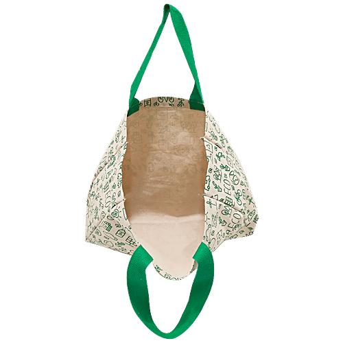 Earthbags Cotton Canvas Shopping Bag/Carry Bag - White Printed, With Flat Webbing Handles, 1 pc  