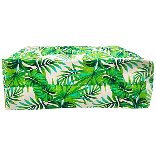 Earthbags Cotton Canvas Shopping Bag/Carry Bag - Green Printed, With Flat Webbing Handles, 1 pc  