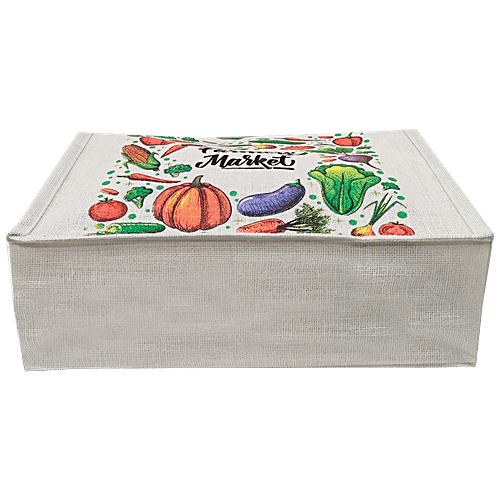 Earthbags Jute Shopping Bag/Carry Bag - Printed, Multicolour, With Padded Webbing Handles, 1 pc