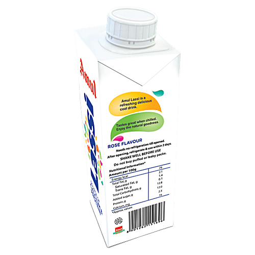 Amul Lassi - Rose Flavour, Source of Calcium & Protein, 250 ml (Pack of 32)