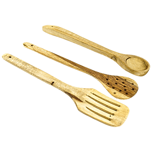 OGGN White Shisham Frying Serving Spoon Combo, 3 pcs