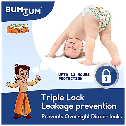 Bumtum Chhota Bheem Baby Diaper Pants - With Leakage Protection, Ultra Soft, Medium, 72 pcs  