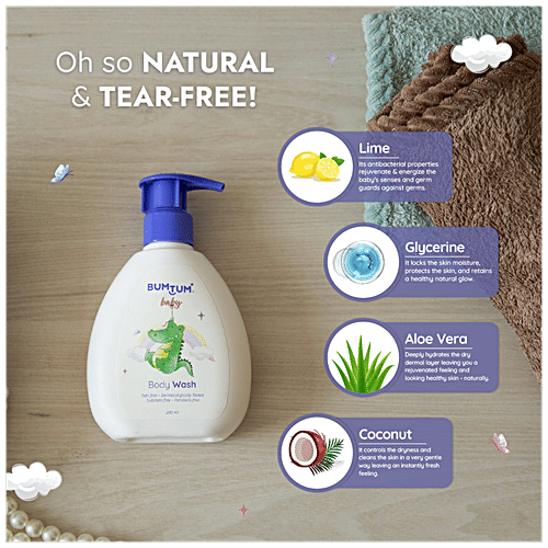 Bumtum Baby Body Wash - No Tears, Paraben & Sulphate Free, Dermatologically Tested, 200 ml  