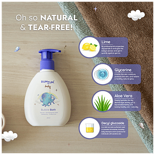 Bumtum Baby Bubble Bath - No Tears, Paraben & Sulphate Free, Dermatologically Tested, 200 ml  
