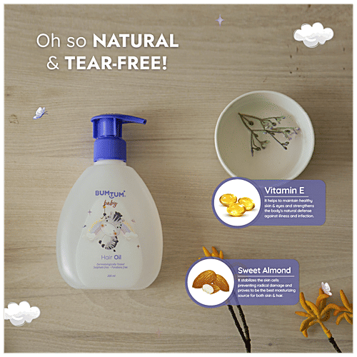 Bumtum Baby Hair Oil - Non-sticky, Paraben & Sulphate Free, Dermatologically Tested, 200 ml