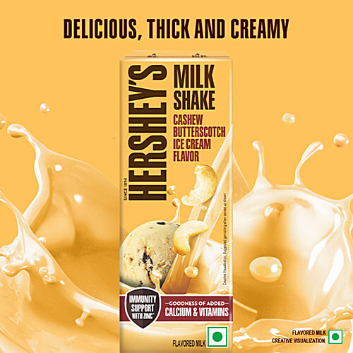 Hershey's Cashew Butterscotch Ice Cream Flavor Milkshake, 180 ml  Enriched With Calcium And Goodness Of Zinc & Vitamins
