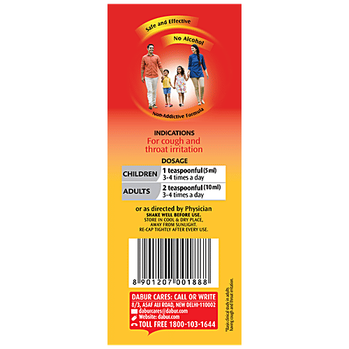 Dabur Honitus Cough Remedy - With Tulsi, Mulethi & Banaphsa, Honey Based Ayurvedic Syrup, 200 ml