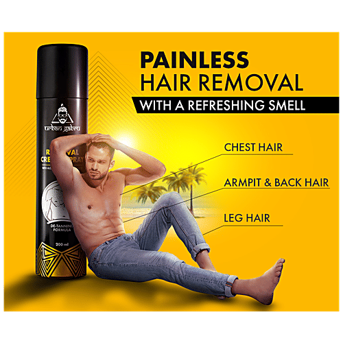 urban gabru Hair Removal Cream Spray - Painless, For Chest, Back, Legs & Under Arms, 200 ml