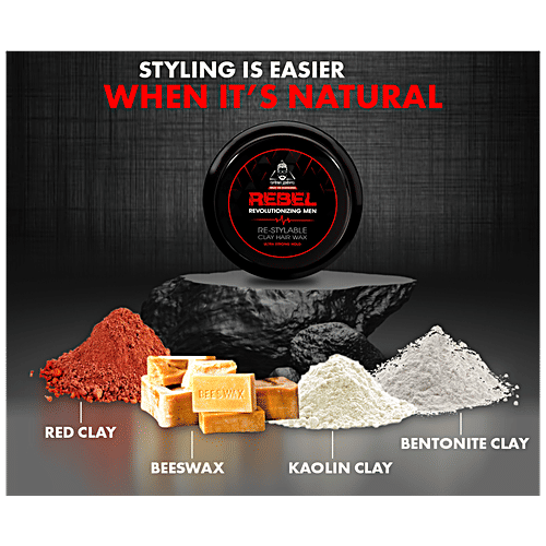 urban gabru Rebel Revolutionizing Hair Styling Clay Wax - For Men, Re-Styleable, Strong Hold, 85 g  