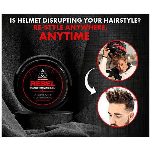 urban gabru Rebel Revolutionizing Hair Styling Clay Wax - For Men, Re-Styleable, Strong Hold, 85 g  