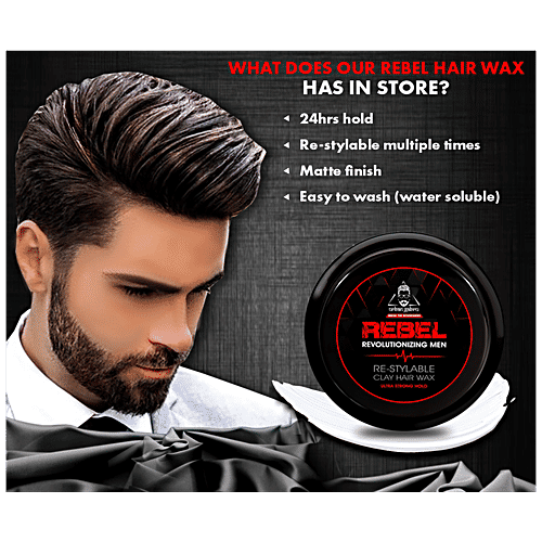 urban gabru Rebel Revolutionizing Hair Styling Clay Wax - For Men, Re-Styleable, Strong Hold, 85 g  