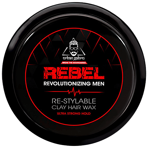 urban gabru Rebel Revolutionizing Hair Styling Clay Wax - For Men, Re-Styleable, Strong Hold, 85 g  