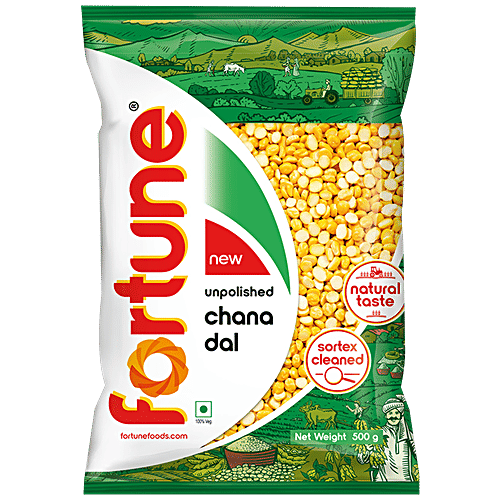 Fortune Unpolished Chana Dal, 500 g  