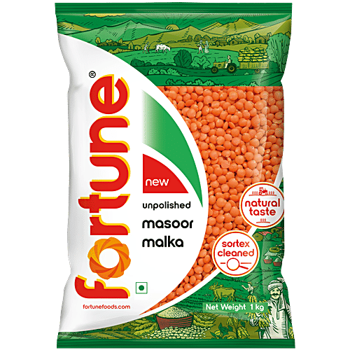Fortune Unpolished Masoor Malka Desi Dal, 1 kg  Natural Taste, Sort Plus