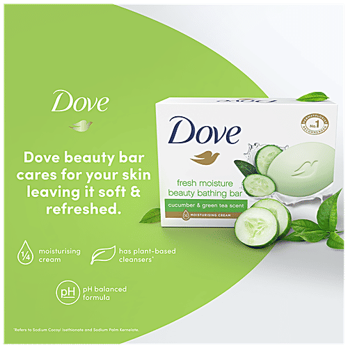 Dove Fresh Moisture Beauty Bathing Bars, 75 g (Buy 5 Get 1 Free) Cucumber & Green Tea Scent