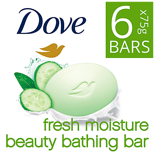 Dove Fresh Moisture Beauty Bathing Bars, 75 g (Buy 5 Get 1 Free) Cucumber & Green Tea Scent