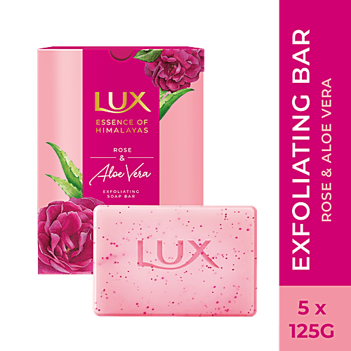 Buy Lux Exfoliating Soap Bar Rose & Aloevera, Essence Of Himalayas