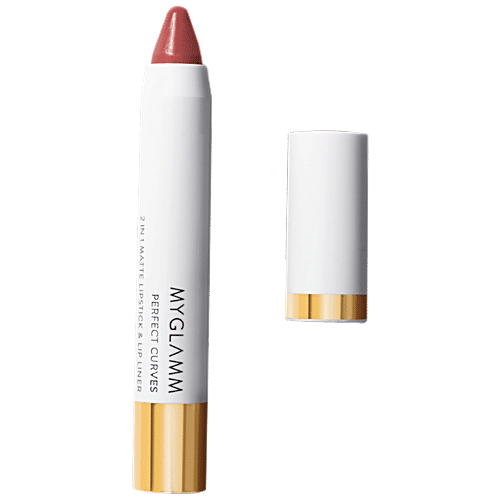 MyGlamm Perfect Curves Matte Lip Crayon - Ultra Smooth, Hydrating, 3.7 g Bourbon Candy 