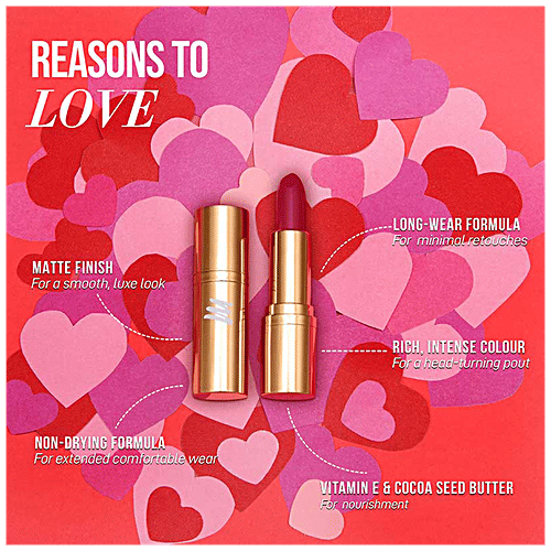 MyGlamm Treasure IT Suede Matte Lipstick - With Vitamin E, Long-Wear Formula, 4.2 g Love Amore 