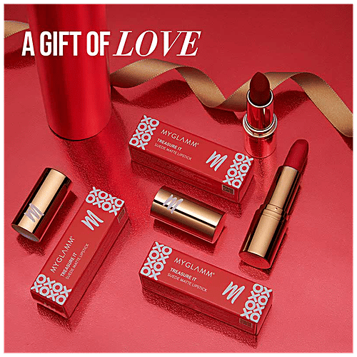 MyGlamm Treasure IT Suede Matte Lipstick - With Vitamin E, Long-Wear Formula, 4.2 g Love Triangle 