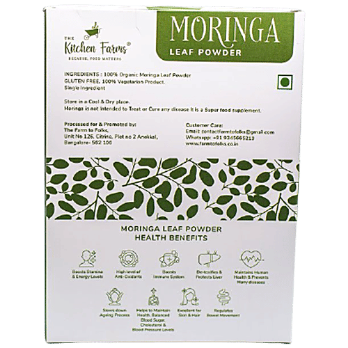 The Kitchen Farms Moringa Leaf Powder - Superfood Supplement, Vegan, Rich In Protein & Vitamins, 100 g Box 