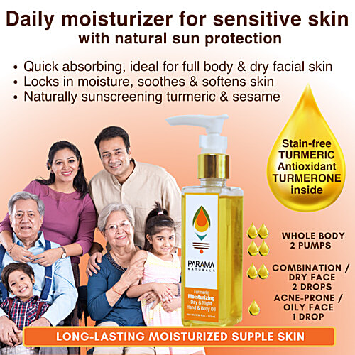 Parama Naturals Turmeric Moisturizing Day & Night Hand & Body Oil - Nourishing, 100 ml  