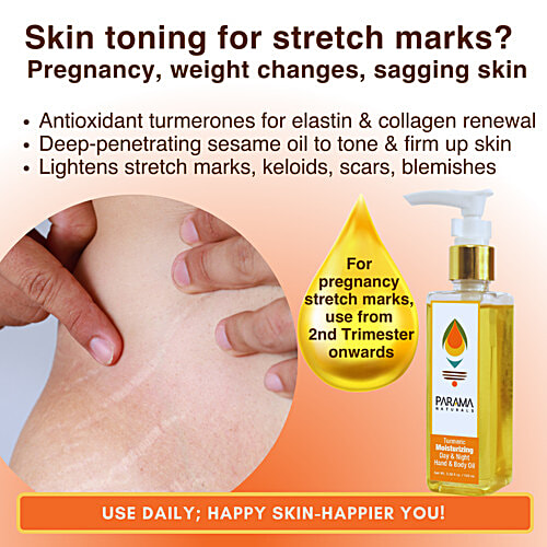 Parama Naturals Turmeric Moisturizing Day & Night Hand & Body Oil - Nourishing, 100 ml  