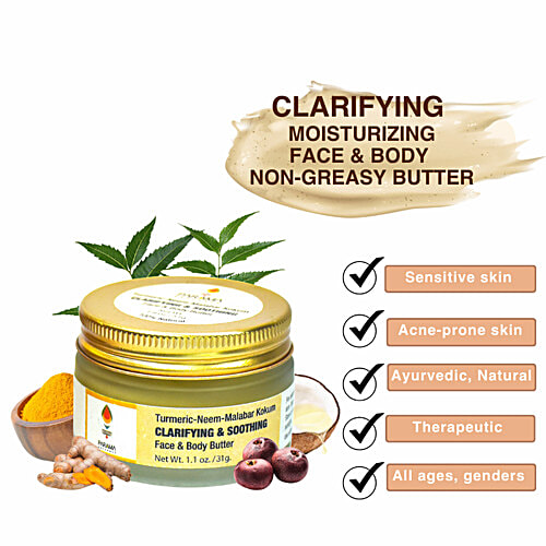 Parama Naturals Clarifying Face & Soothing Body Butter - With Neem For Sensitive Itchy Skin, 31 g  
