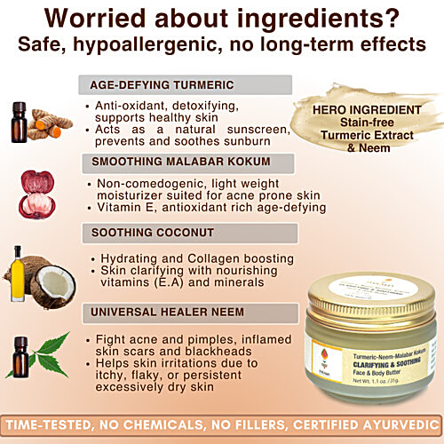 Parama Naturals Clarifying Face & Soothing Body Butter - With Neem For Sensitive Itchy Skin, 31 g  