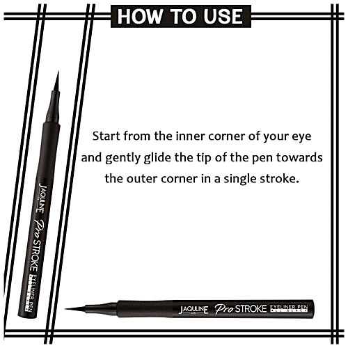 Jaquline USA Pro Stroke Eyeliner Pen - All Black, Intense Pigmentation, 1 ml  