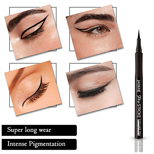 Jaquline USA Pro Stroke Eyeliner Pen - All Black, Intense Pigmentation, 1 ml  