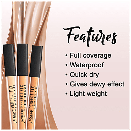 Jaquline USA Perfect Fix Liquid Concealer - Lightweight, Waterproof, 4 ml Warm Sand 03 