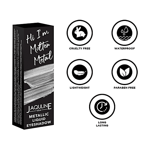 Jaquline USA Molten Metal Metallic Liquid Eyeshadow - Smudge & Water Proof, 4.5 ml Silver Dreams 