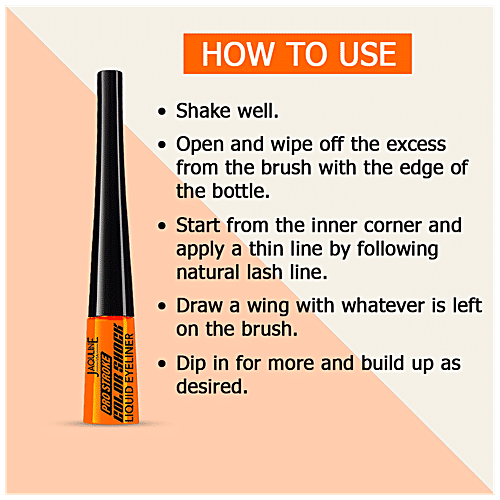 Jaquline USA Pro Stroke Color Shock Liquid Eyeliner - Smudge Proof, 3.5 ml Electronic Orange 