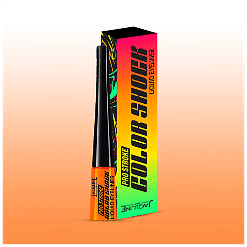 Jaquline USA Pro Stroke Color Shock Liquid Eyeliner - Smudge Proof, 3.5 ml Electronic Orange 
