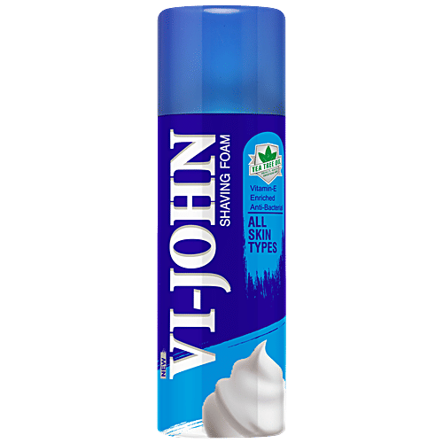 VI-JOHN  Shaving Foam - Tea Tree Oil, Prevents Cuts & Razor Burns, For All Skin Types, 50 g  