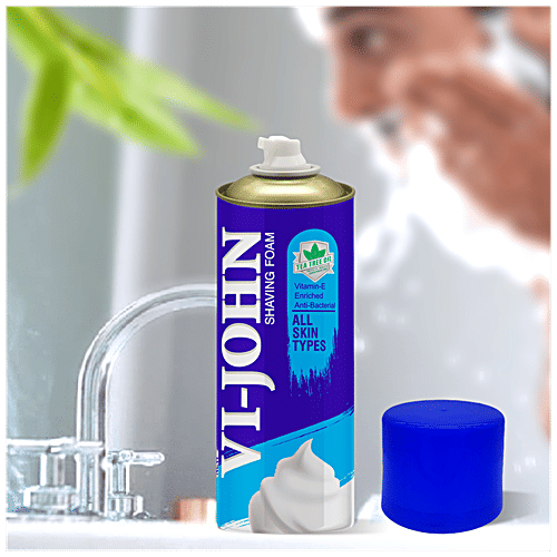 VI-JOHN  Shaving Foam - Tea Tree Oil, Prevents Cuts & Razor Burns, For All Skin Types, 50 g  