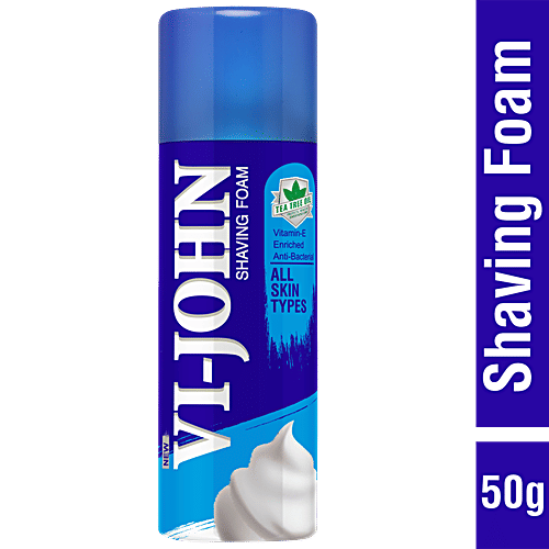 VI-JOHN  Shaving Foam - Tea Tree Oil, Prevents Cuts & Razor Burns, For All Skin Types, 50 g  