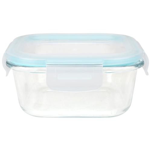 BB Home Glass Lunch Box/ Storage Borosilicate Container With Lid - Round, Assorted Colour, 530 ml  