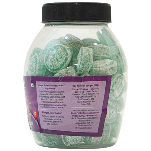 CandyVille Froot Fab Flavoured Candy - Blueberry, Refreshing Taste, 300 g Jar 