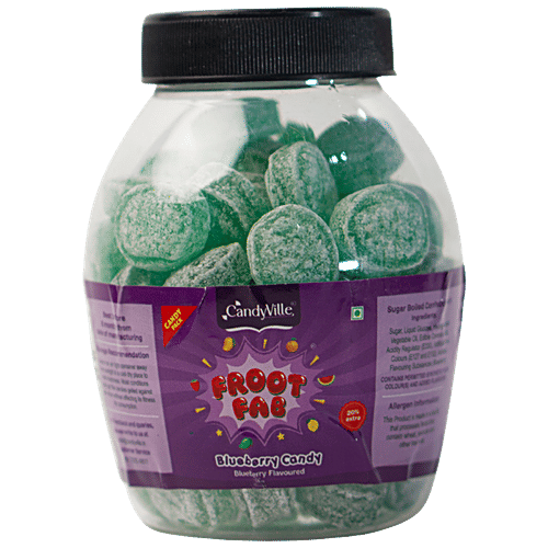 CandyVille Froot Fab Flavoured Candy - Blueberry, Refreshing Taste, 300 g Jar 