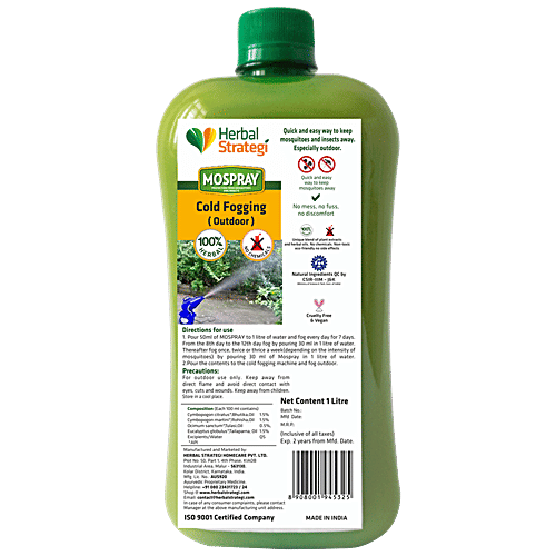 Herbal Strategi Mospray - Cold Fogging, Provides Protection From Mosquitoes & Insects, For Outdoor Use, 1 L  