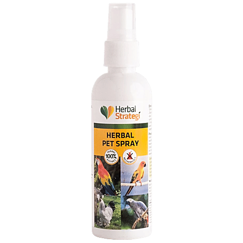 Herbal Strategi Pet Spray - No Chemicals, For Ticks, Fleas, Lice, Mites, 100 ml  