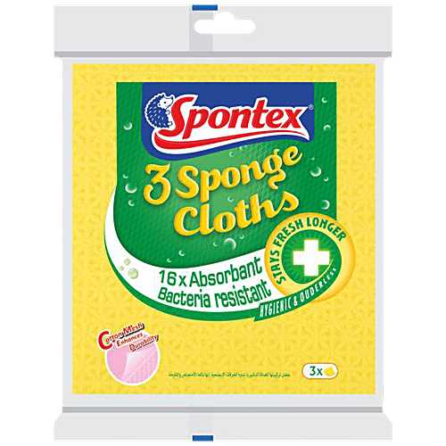 Spontex Sponge Cloths - Anti-Bacterial, Ideal For Wiping In Kitchen, Household Cleaning, 3 pcs  
