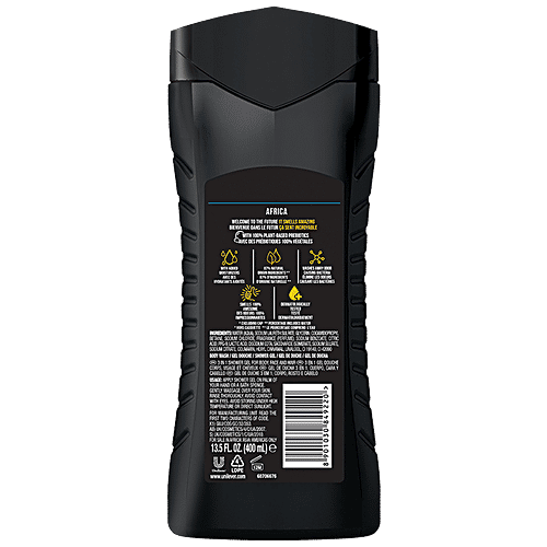 Axe Body Wash Africa XL Body Wash - For Men, Squeezed Mandarin & Sandalwood Scent, Long-Lasting Fragrance, 400 ml
