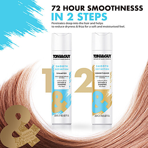 Toni&Guy Toni & Guy Smooth Definition Shampoo, Reduces Frizz & Dryness, 250ml, 250 ml  